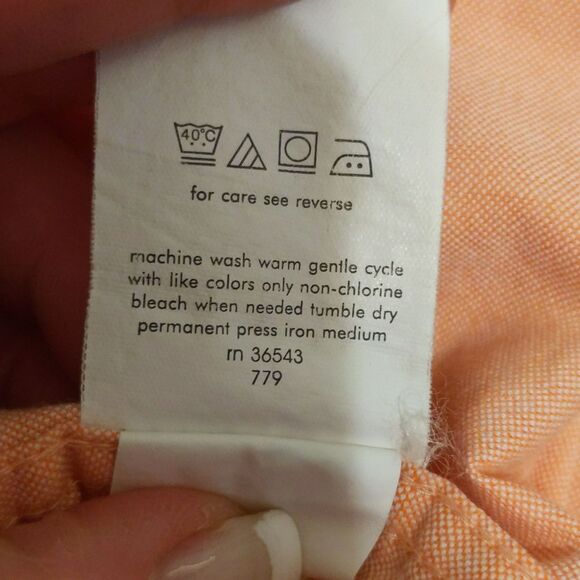 Chaps wrinkle free Oxford button down dress shirt, peach/coral, 74% cotton, L - Picture 6 of 7